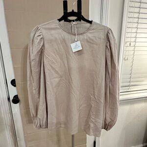 Vince Light Beige Long Sleeve Blouse